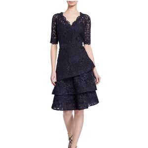Teri Jon Navy Blue lace cocktail dress